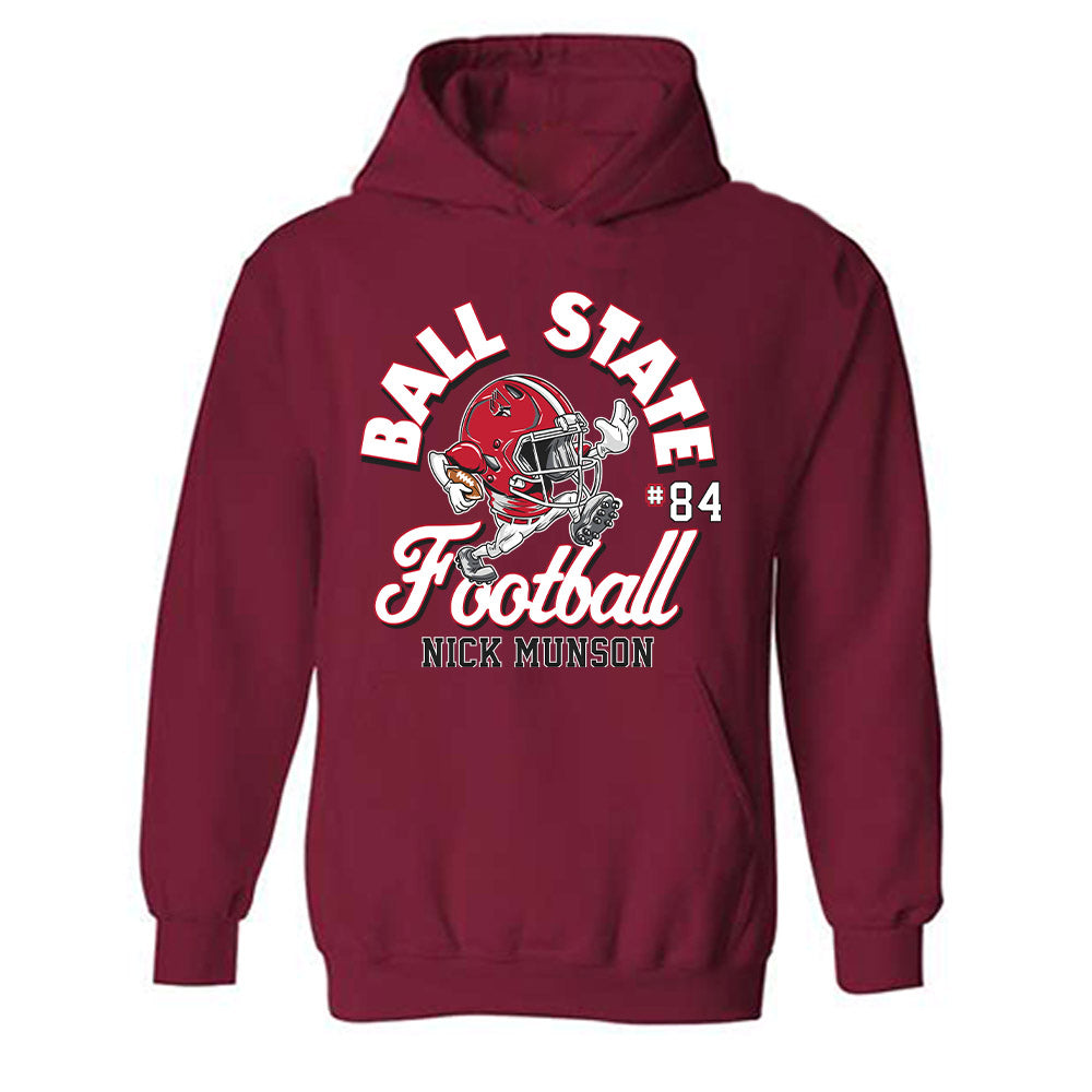 Ball State - NCAA Football : Nick Munson - Cardinal Fashion Shersey Hooded Sweatshirt
