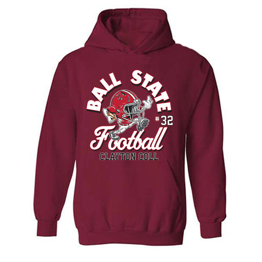 Ball State - NCAA Football : Clayton Coll - Cardinal Fashion Shersey Hooded Sweatshirt