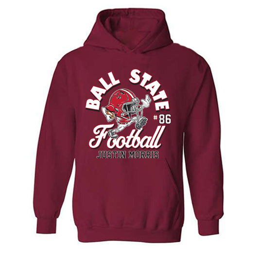 Ball State - NCAA Football : Justin Morris - Cardinal Fashion Shersey Hooded Sweatshirt