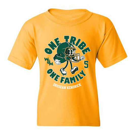 William & Mary - NCAA Football : DreSean Kendrick - Gold Fashion Youth T-Shirt