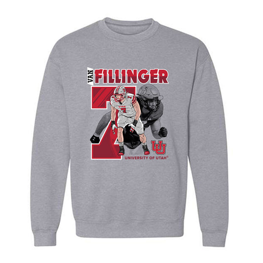 Utah - NCAA Football : Van Fillinger - Grey Caricature Sweatshirt