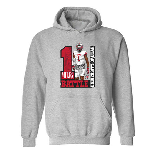 Utah - NCAA Football : Miles Battle - Caricature Hooded Sweatshirt