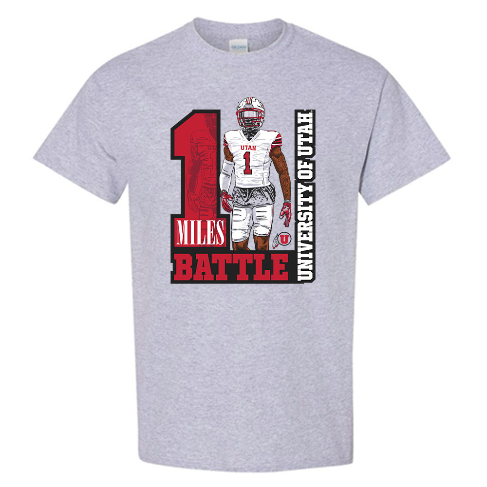 Utah - NCAA Football : Miles Battle - Caricature Short Sleeve T-Shirt