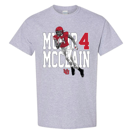 Utah - NCAA Football : Munir McClain - Grey Caricature Short Sleeve T-Shirt