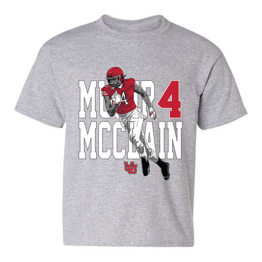 Utah - NCAA Football : Munir McClain - Grey Caricature Youth T-Shirt