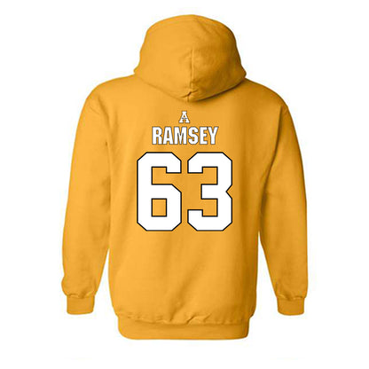 App State - NCAA Football : Jayden Ramsey - Gold Replica Shersey Hooded Sweatshirt