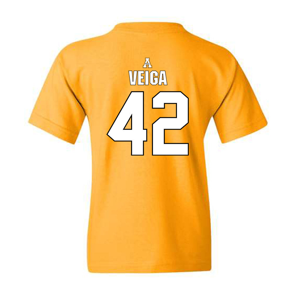 App State - NCAA Football : Braxton Veiga - Gold Replica Youth T-Shirt