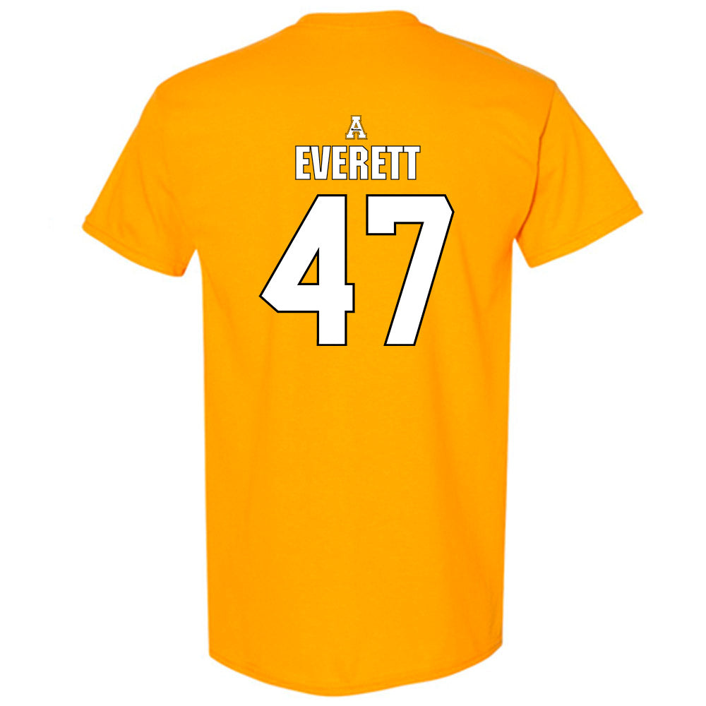 App State - NCAA Football : Carter Everett - Gold Replica Shersey Short Sleeve T-Shirt