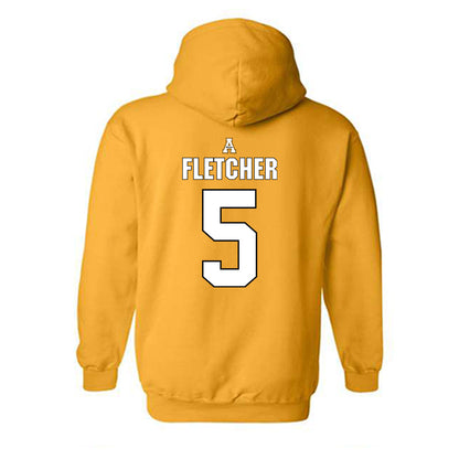 App State - NCAA Football : Michael Fletcher - Gold Replica Shersey Hooded Sweatshirt