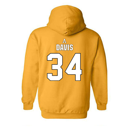 App State - NCAA Football : Bradley Davis - Gold Replica Shersey Hooded Sweatshirt