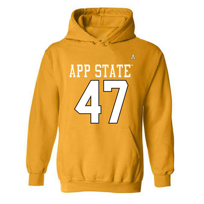 App State - NCAA Football : Carter Everett - Gold Replica Shersey Hooded Sweatshirt