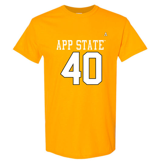App State - NCAA Football : Cole Becker - Gold Replica Shersey Short Sleeve T-Shirt