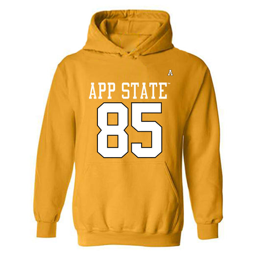 App State - NCAA Football : David Larkins - Gold Replica Shersey Hooded Sweatshirt