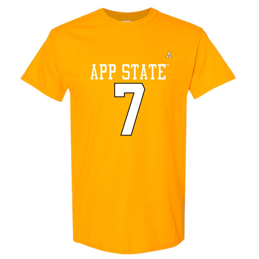 App State - NCAA Football : Anderson Castle - Gold Replica Shersey Short Sleeve T-Shirt