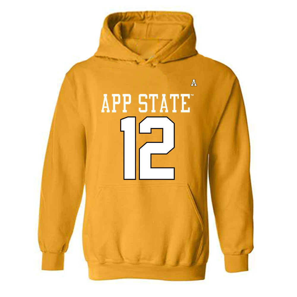 App State - NCAA Football : Michael Hetzel - Gold Replica Shersey Hooded Sweatshirt