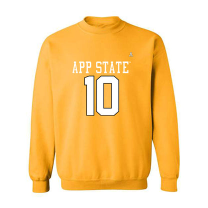 App State - NCAA Football : Zahn Coakley - Gold Replica Sweatshirt