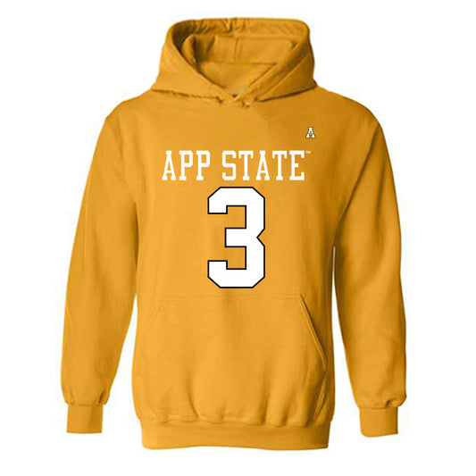 App State - NCAA Football : Ahmani Marshall - Gold Replica Shersey Hooded Sweatshirt