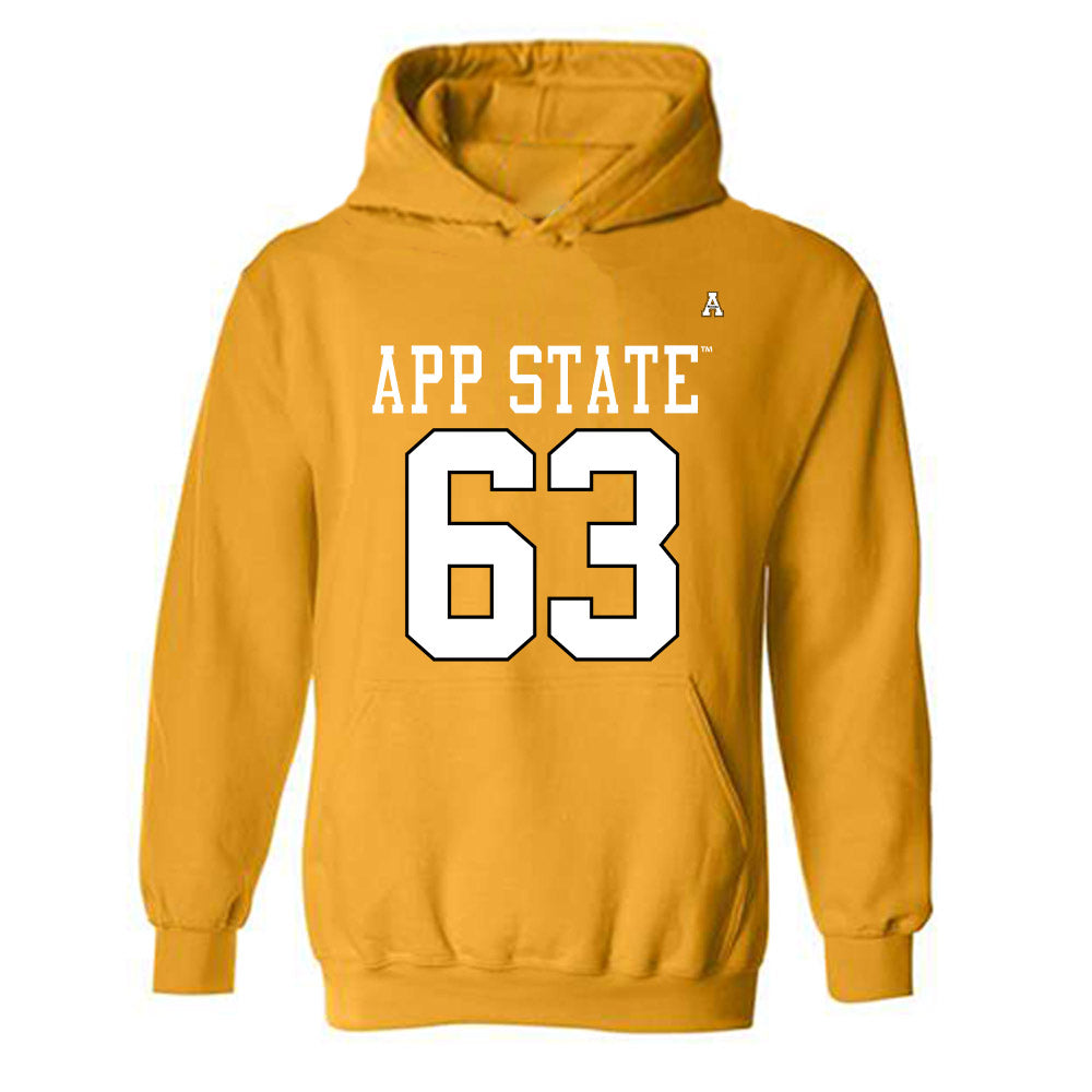 App State - NCAA Football : Jayden Ramsey - Gold Replica Shersey Hooded Sweatshirt