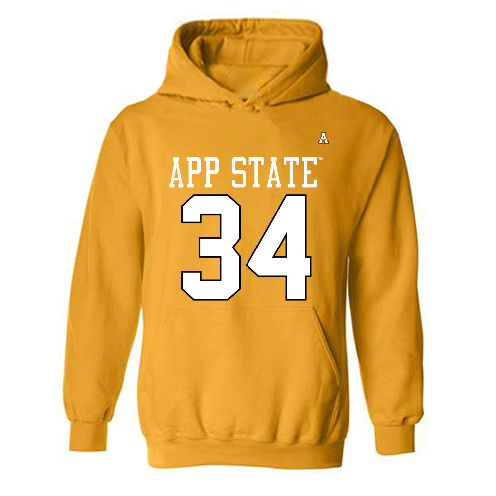 App State - NCAA Football : Bradley Davis - Gold Replica Shersey Hooded Sweatshirt