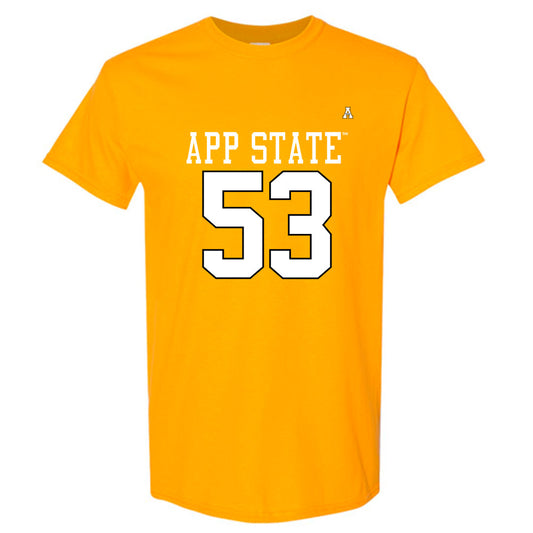 App State - NCAA Football : Jake Ganoe - Gold Replica Shersey Short Sleeve T-Shirt