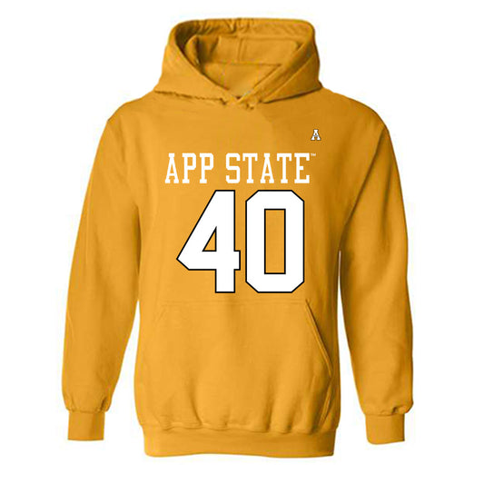 App State - NCAA Football : Cole Becker - Gold Replica Shersey Hooded Sweatshirt