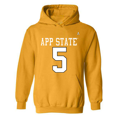 App State - NCAA Football : Michael Fletcher - Gold Replica Shersey Hooded Sweatshirt