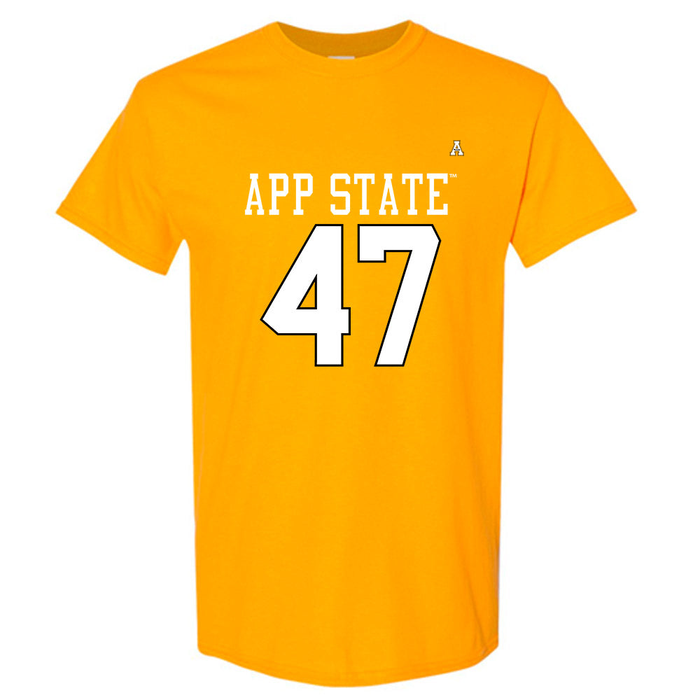 App State - NCAA Football : Carter Everett - Gold Replica Shersey Short Sleeve T-Shirt