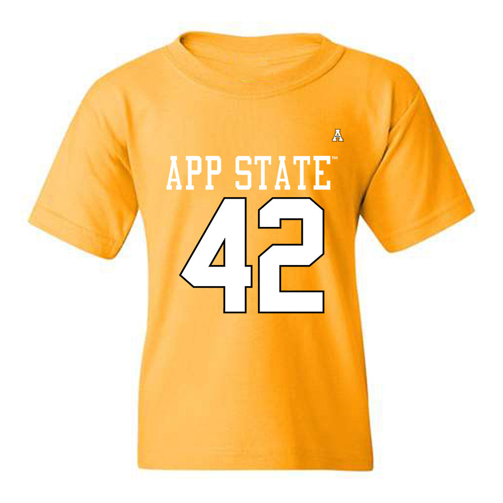 App State - NCAA Football : Braxton Veiga - Gold Replica Youth T-Shirt