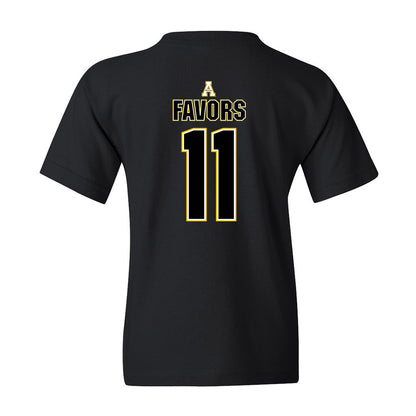 App State - NCAA Football : Jordan Favors - Black Replica Shersey Youth T-Shirt