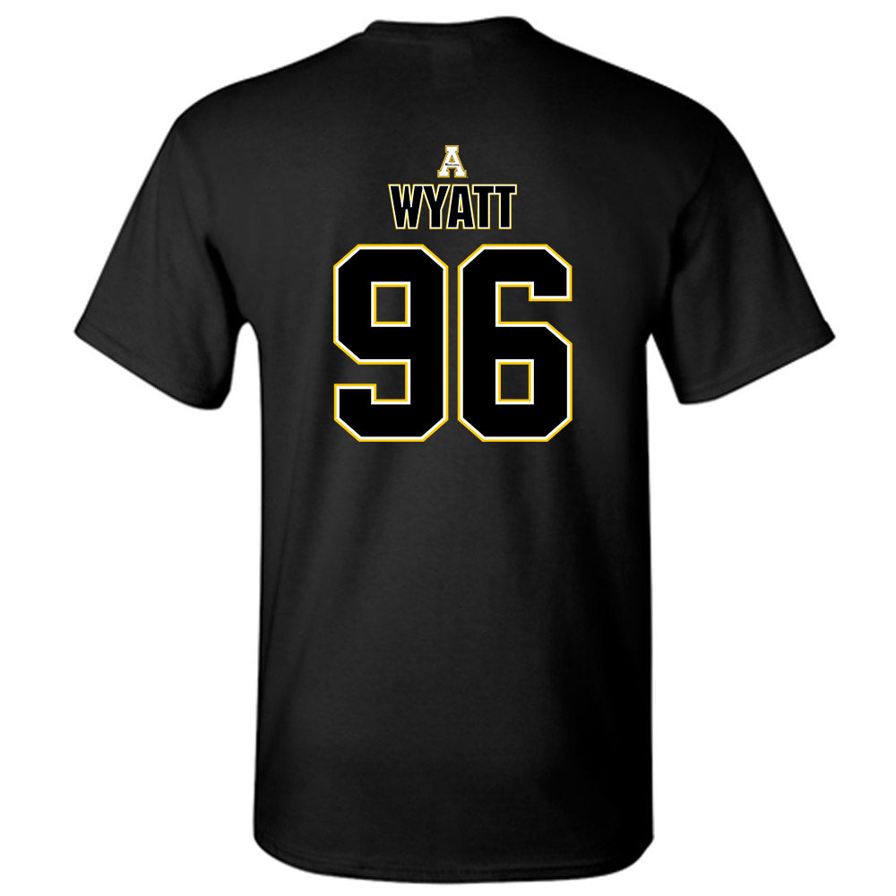 App State - NCAA Football : Josiah Wyatt - Black Replica Shersey Short Sleeve T-Shirt