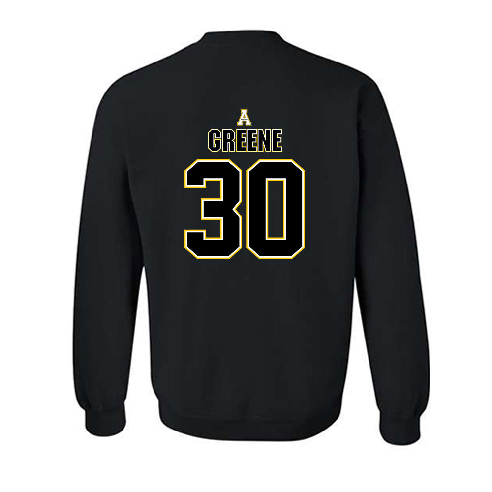 App State - NCAA Football : Carter Greene - Black Replica Shersey Sweatshirt