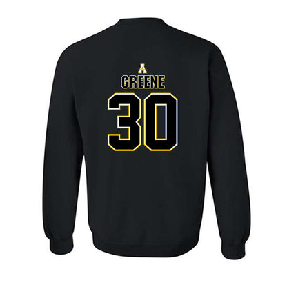 App State - NCAA Football : Carter Greene - Black Replica Shersey Sweatshirt