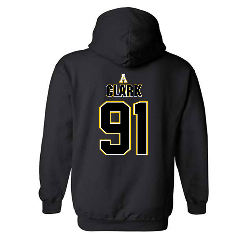 App State - NCAA Football : Markus Clark - Black Replica Shersey Hooded Sweatshirt