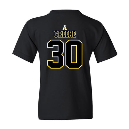 App State - NCAA Football : Carter Greene - Black Replica Shersey Youth T-Shirt