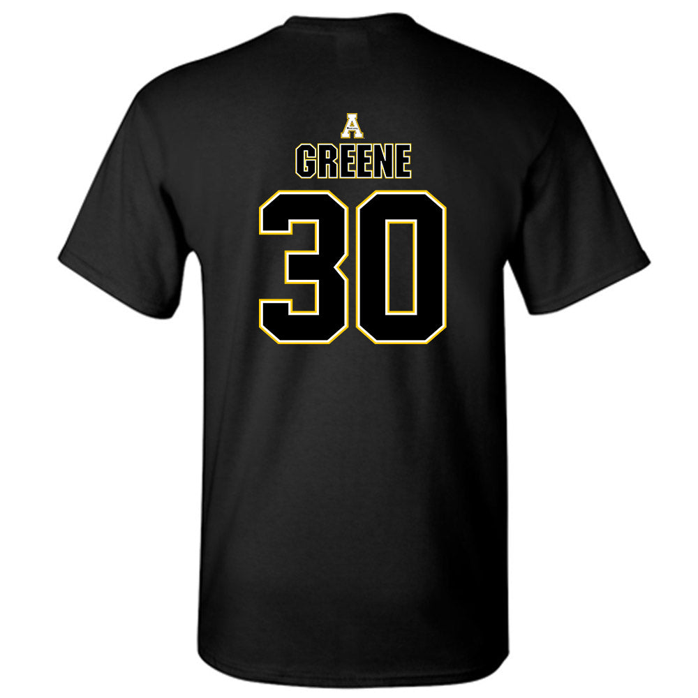 App State - NCAA Football : Carter Greene - Black Replica Shersey Short Sleeve T-Shirt