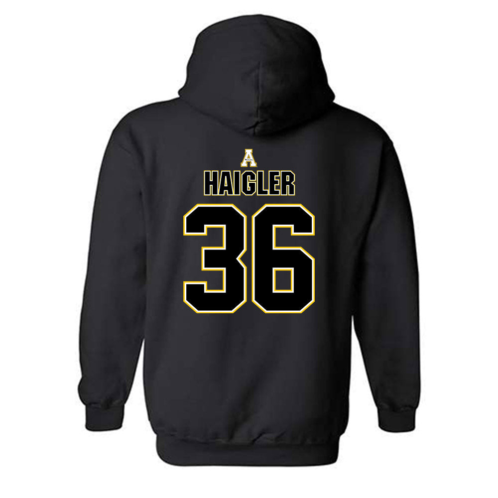 App State - NCAA Football : Kevon Haigler - Black Replica Shersey Hooded Sweatshirt
