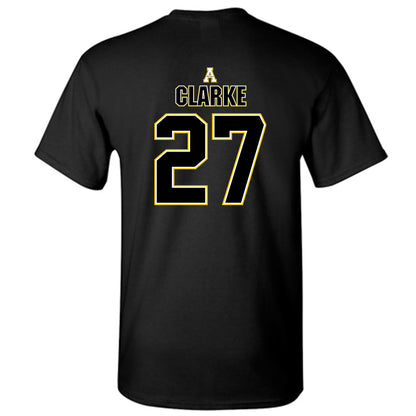 App State - NCAA Football : Ronald Clarke - Black Replica Shersey Short Sleeve T-Shirt