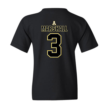 App State - NCAA Football : Ahmani Marshall - Black Replica Shersey Youth T-Shirt