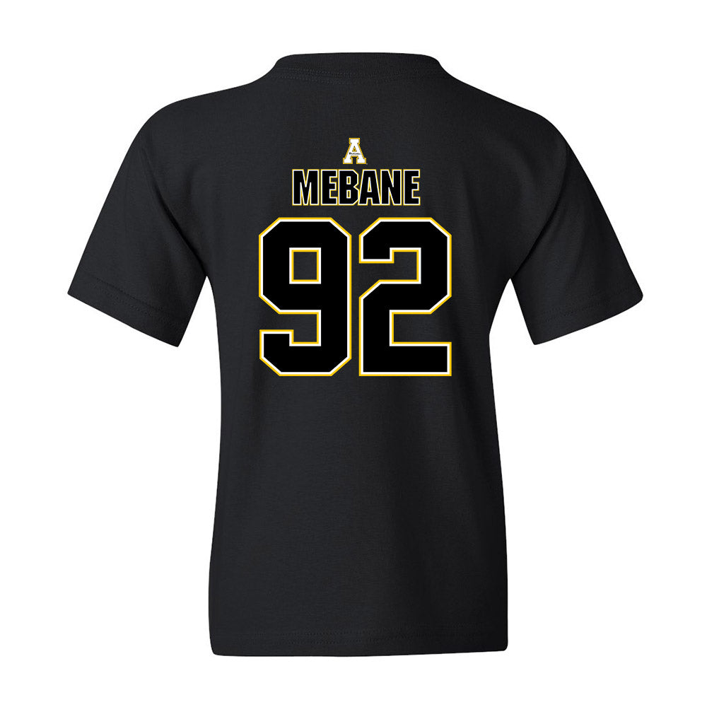 App State - NCAA Football : AJ Mebane - Black Replica Shersey Youth T-Shirt