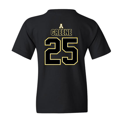 App State - NCAA Football : Jackson Greene - Black Replica Shersey Youth T-Shirt