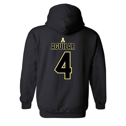 App State - NCAA Football : Joey Aguilar - Black Replica Shersey Hooded Sweatshirt