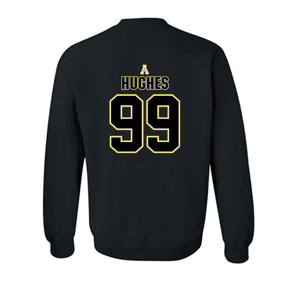 App State - NCAA Football : Michael Hughes - Black Replica Shersey Sweatshirt