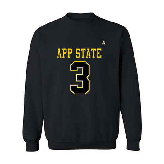 App State - NCAA Football : Ahmani Marshall - Black Replica Shersey Sweatshirt