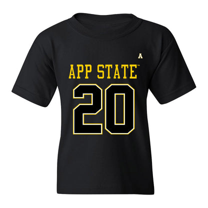 App State - NCAA Football : Nathan Kibambe - Black Replica Shersey Youth T-Shirt