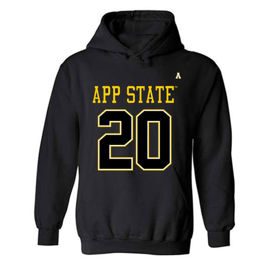 App State - NCAA Football : Jaylon Calhoun - Black Replica Shersey Hooded Sweatshirt