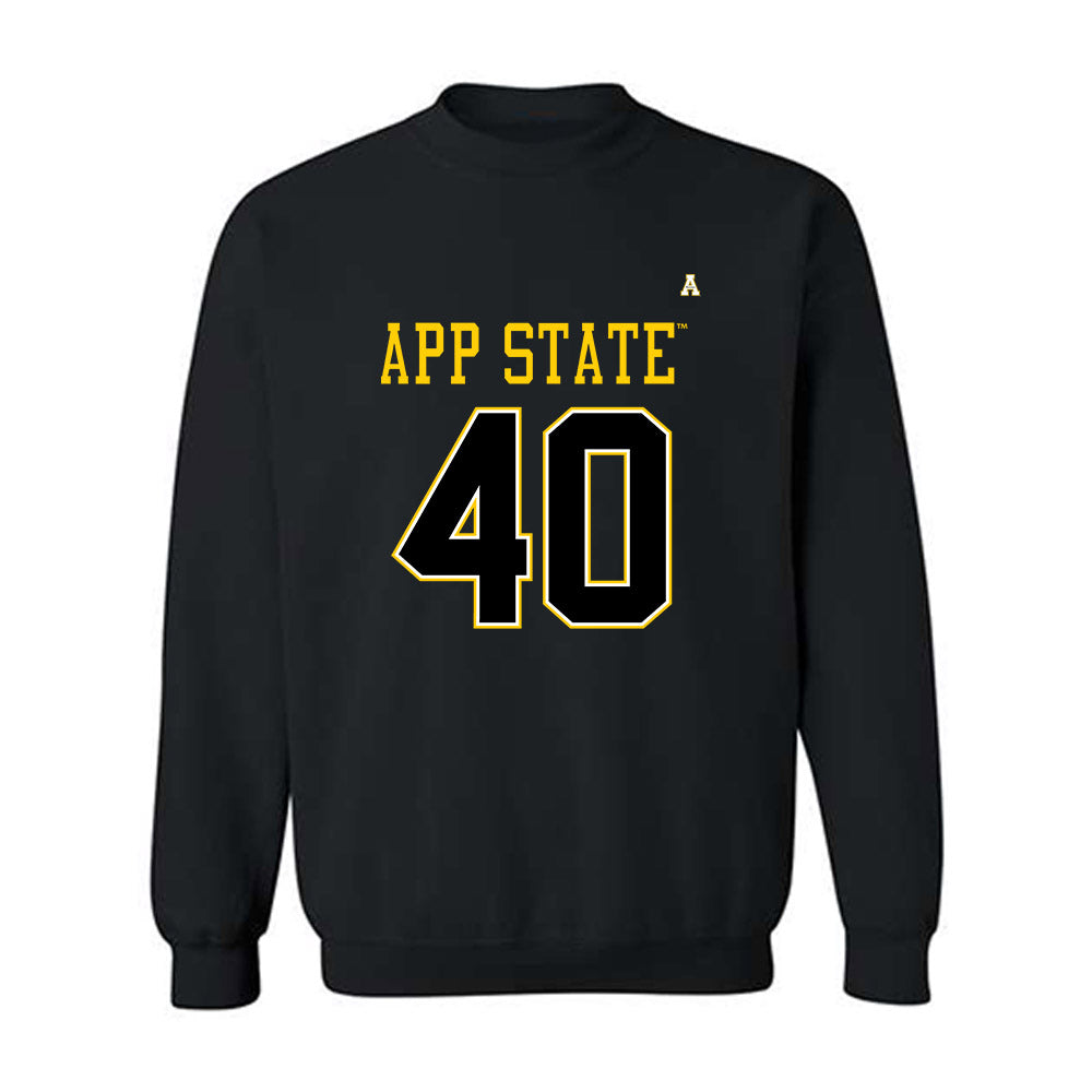 App State - NCAA Football : Cole Becker - Black Replica Shersey Sweatshirt