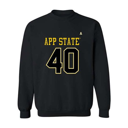 App State - NCAA Football : Cole Becker - Black Replica Shersey Sweatshirt