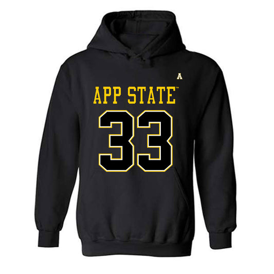 App State - NCAA Football : Derrell Farrar - Black Replica Shersey Hooded Sweatshirt