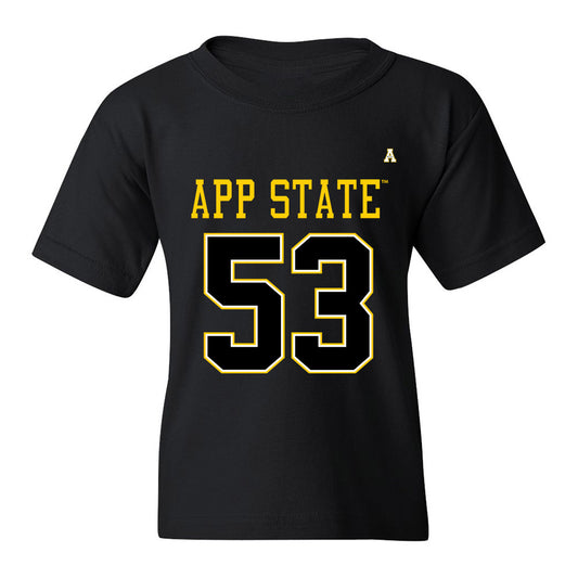 App State - NCAA Football : Jake Ganoe - Black Replica Shersey Youth T-Shirt