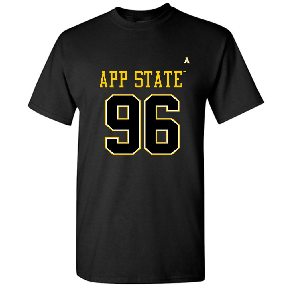 App State - NCAA Football : Josiah Wyatt - Black Replica Shersey Short Sleeve T-Shirt